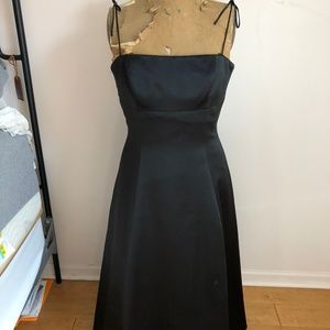 ABS Evening Dress - Black Satin Tea Length 8